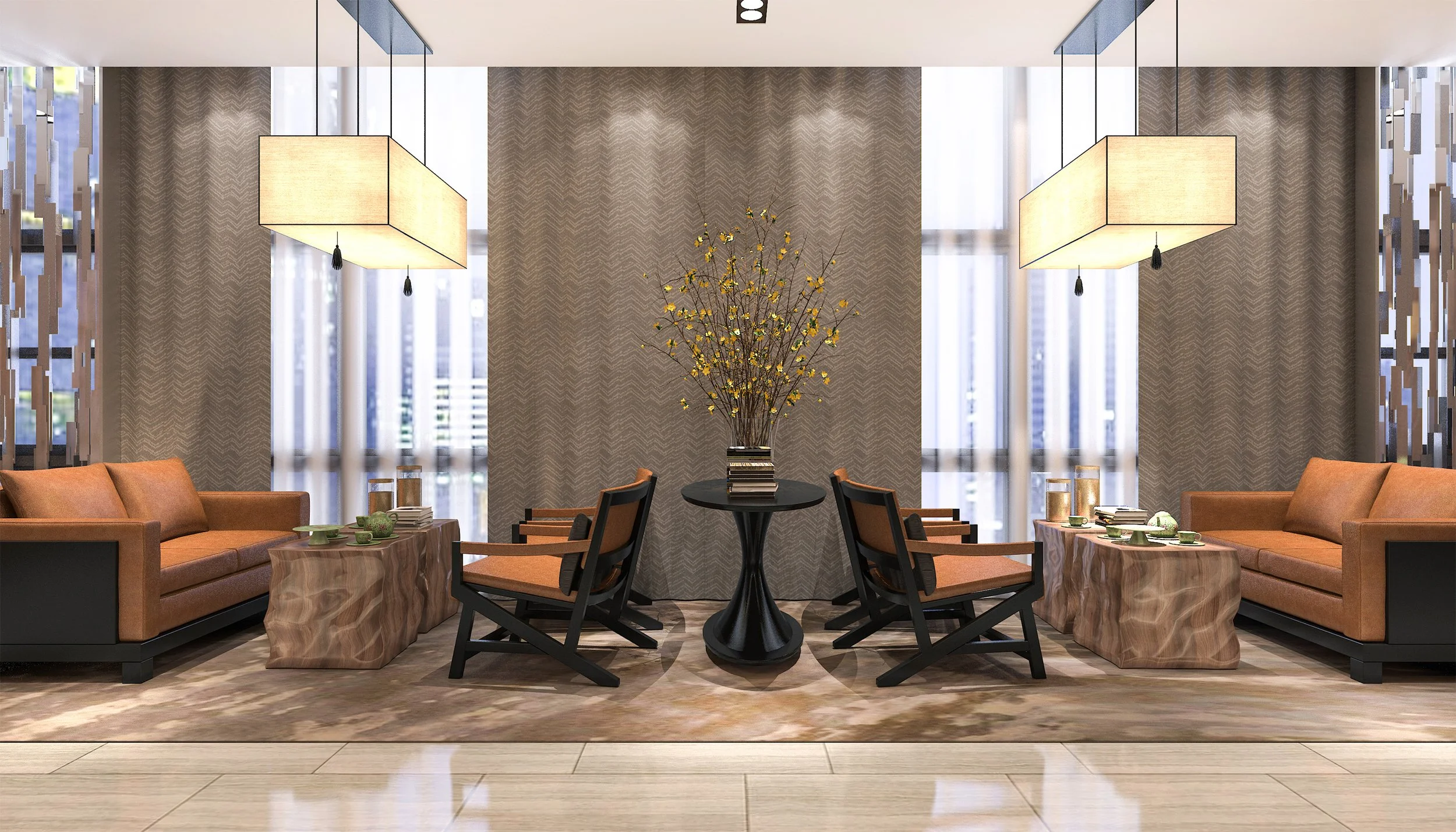 Luxury hotel reception lounge